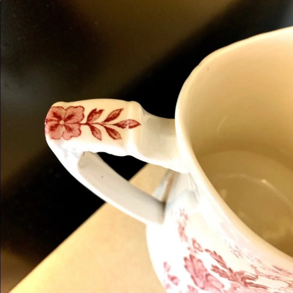 Charlotte Staffordshire Pitcher Red & White Porcelain China